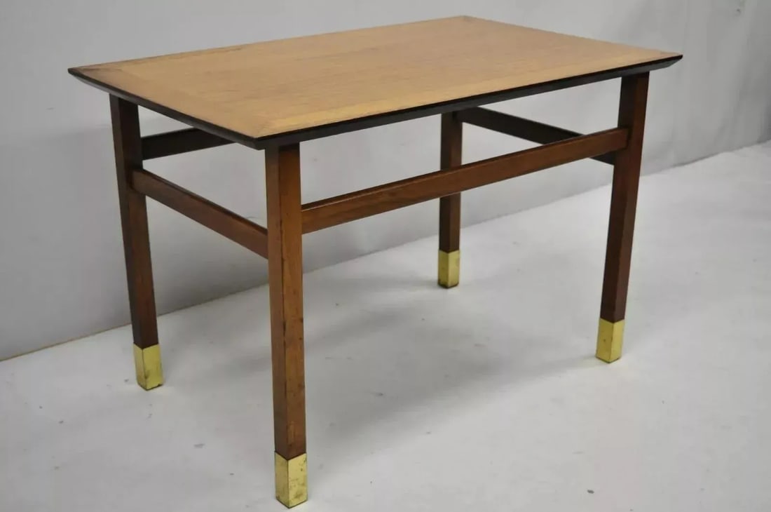 Mid 20th Century Mid Century Modern Walnut & Brass American of Martinsville End Tables - a Pair - 2