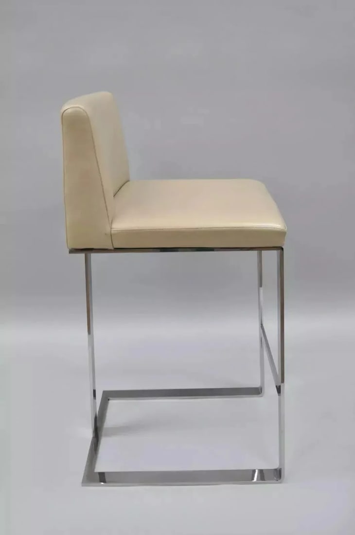Savor Royce Metal Chrome Bar Stool Caress Taupe Leather Century Furniture - 3