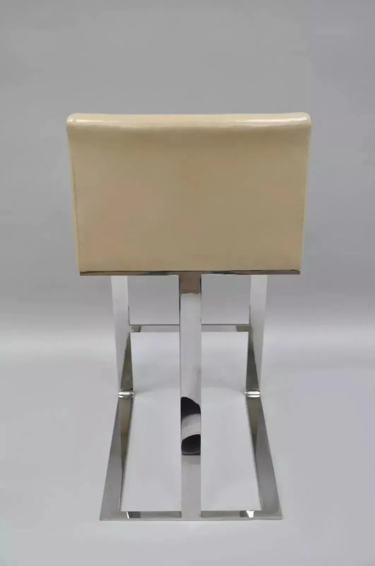 Savor Royce Metal Chrome Bar Stool Caress Taupe Leather Century Furniture - 4