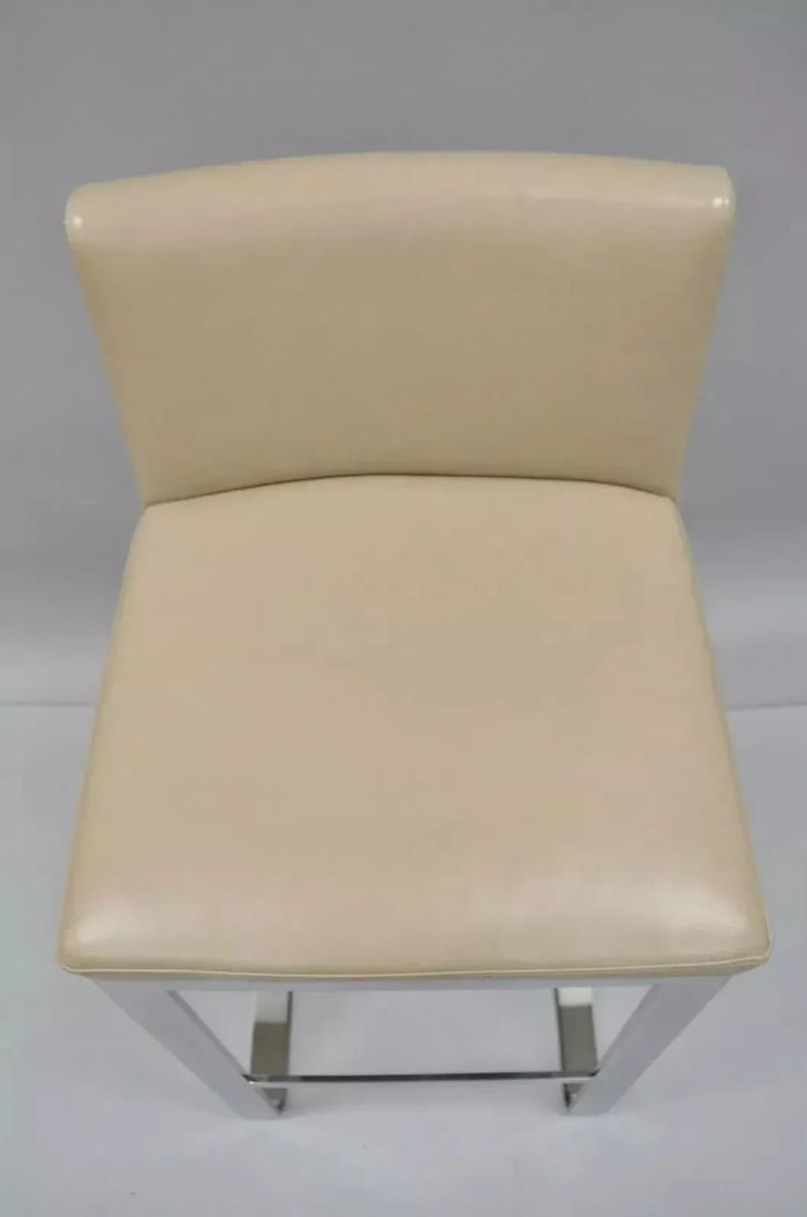 Savor Royce Metal Chrome Bar Stool Caress Taupe Leather Century Furniture - 6