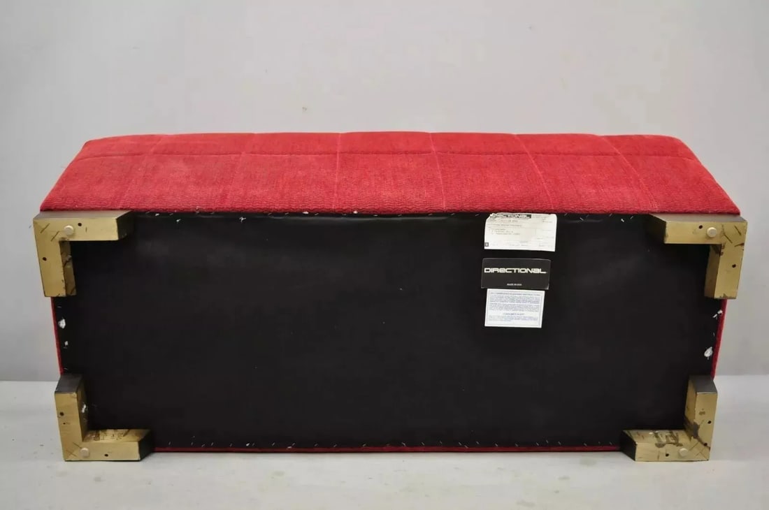 Late 20th Century Directional Red Upholstered 56" Large Modern Charles Bench Seat Ottoman - 10