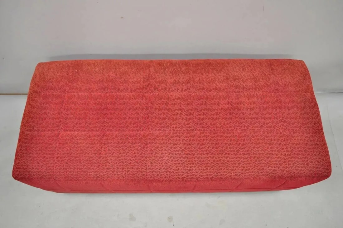 Late 20th Century Directional Red Upholstered 56" Large Modern Charles Bench Seat Ottoman - 11