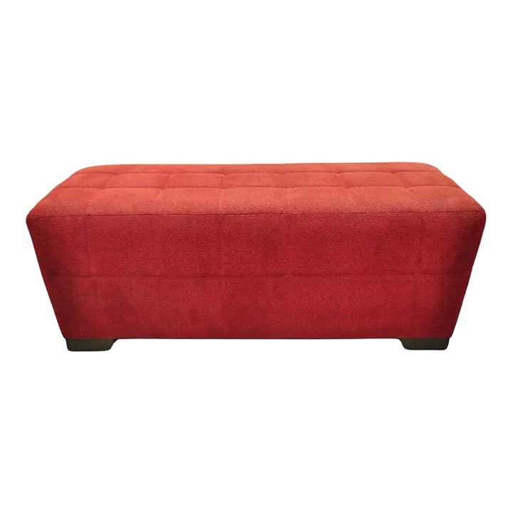 Late 20th Century Directional Red Upholstered 56" Large Modern Charles Bench Seat Ottoman: Directional Red Upholstered 56" Large Modern Charles Bench Seat Ottoman. Circa Late 20th Century. Measurements: 21" H x 56" W x 26" D. Condition: Alterations: Original Condition Unaltered