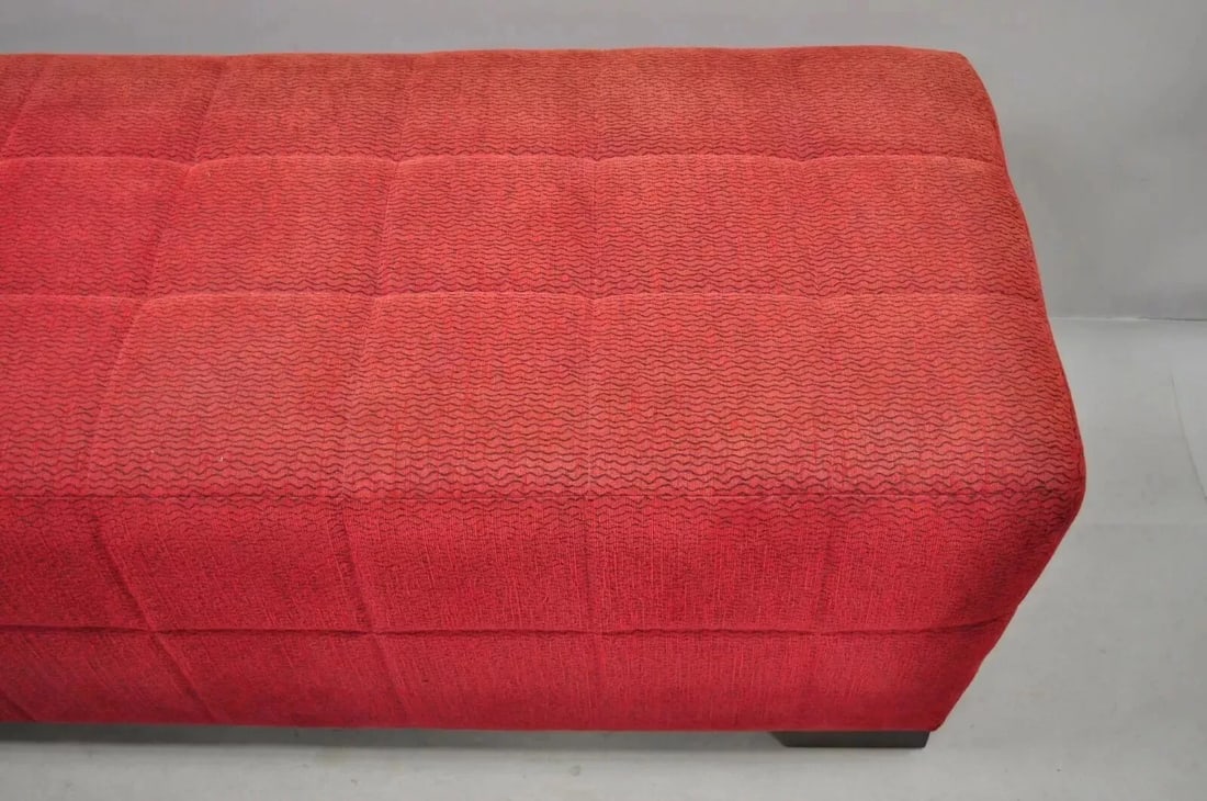 Late 20th Century Directional Red Upholstered 56" Large Modern Charles Bench Seat Ottoman - 4