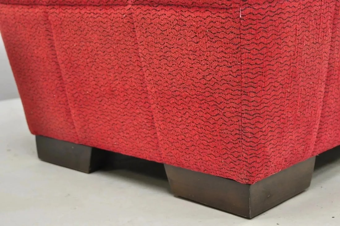 Late 20th Century Directional Red Upholstered 56" Large Modern Charles Bench Seat Ottoman - 6