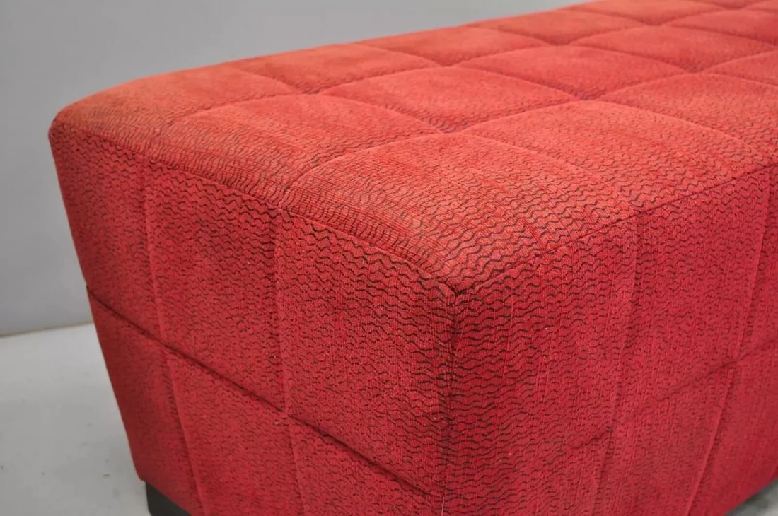 Late 20th Century Directional Red Upholstered 56" Large Modern Charles Bench Seat Ottoman - 8