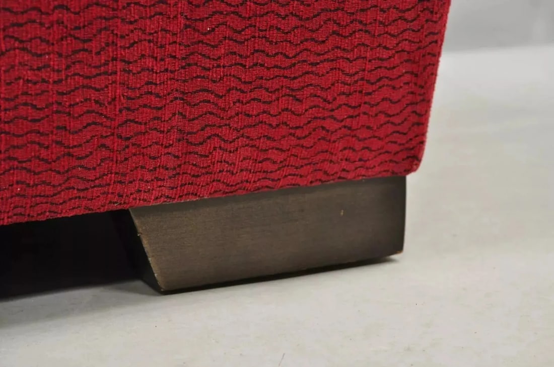 Late 20th Century Directional Red Upholstered 56" Large Modern Charles Bench Seat Ottoman - 9