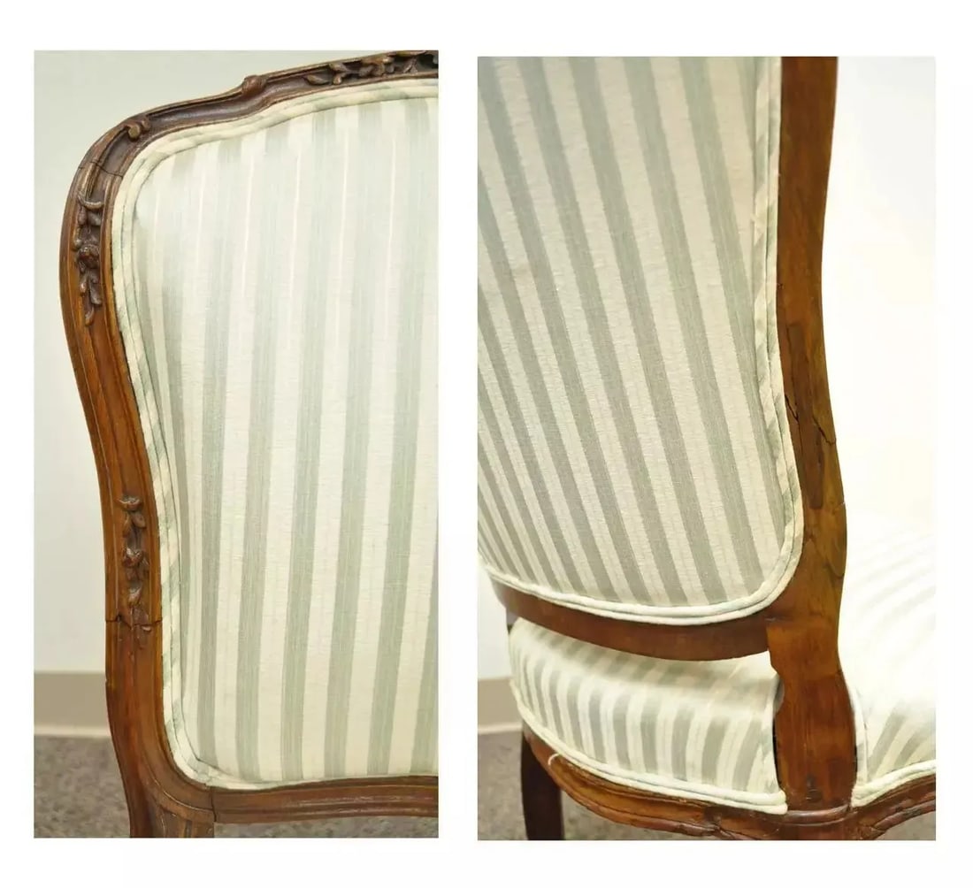 Late 19th Century Antique French Victorian Louis XV Style Carved Walnut Side Chairs - a Pair - 10