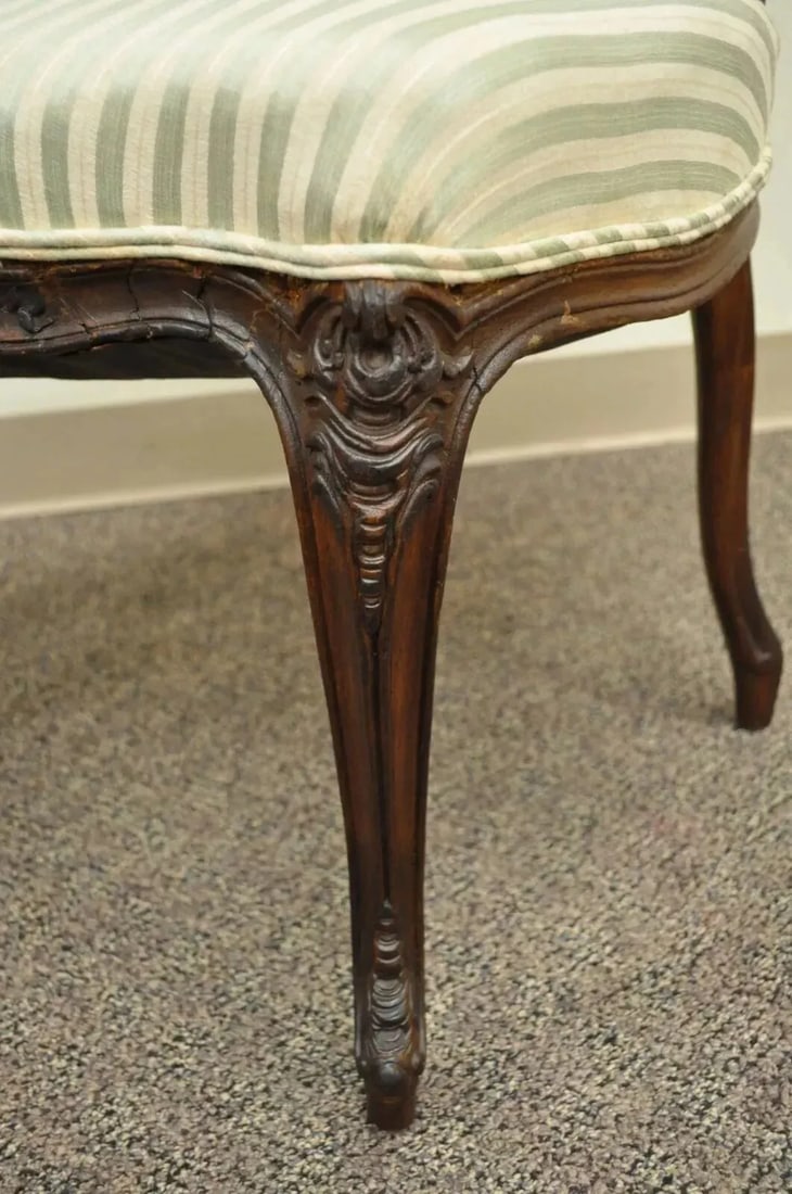 Late 19th Century Antique French Victorian Louis XV Style Carved Walnut Side Chairs - a Pair - 6