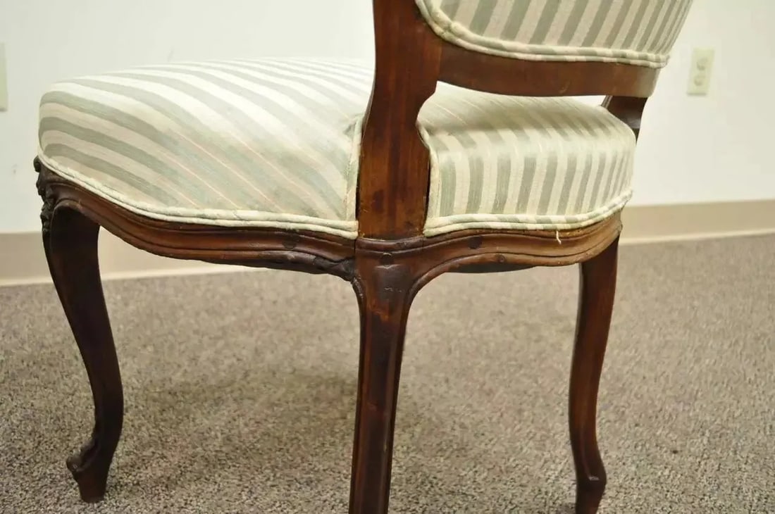Late 19th Century Antique French Victorian Louis XV Style Carved Walnut Side Chairs - a Pair - 7