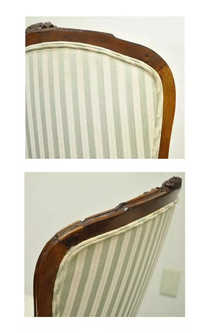 Late 19th Century Antique French Victorian Louis XV Style Carved Walnut Side Chairs - a Pair - 9