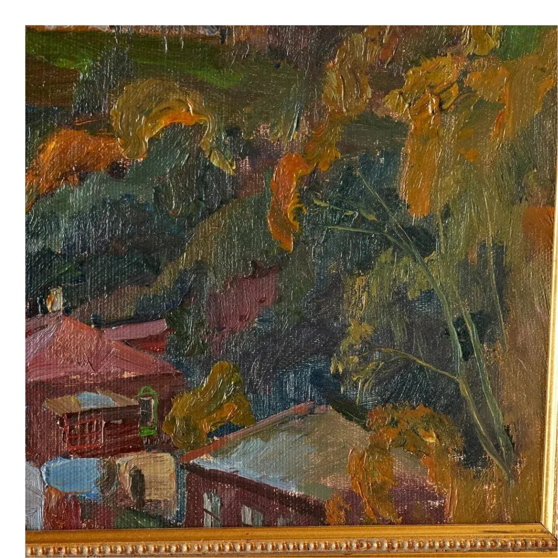 Framed Oil on Canvas Hilltop View - 3