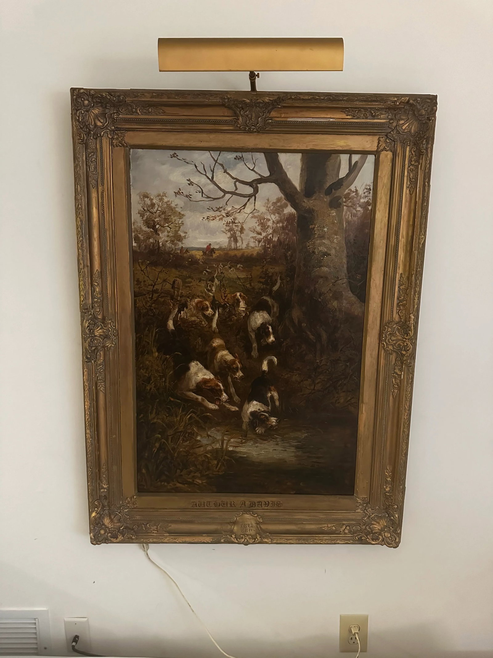 Large Hunt Scene Painting With Dogs by Arthur Alfred Davis - 2