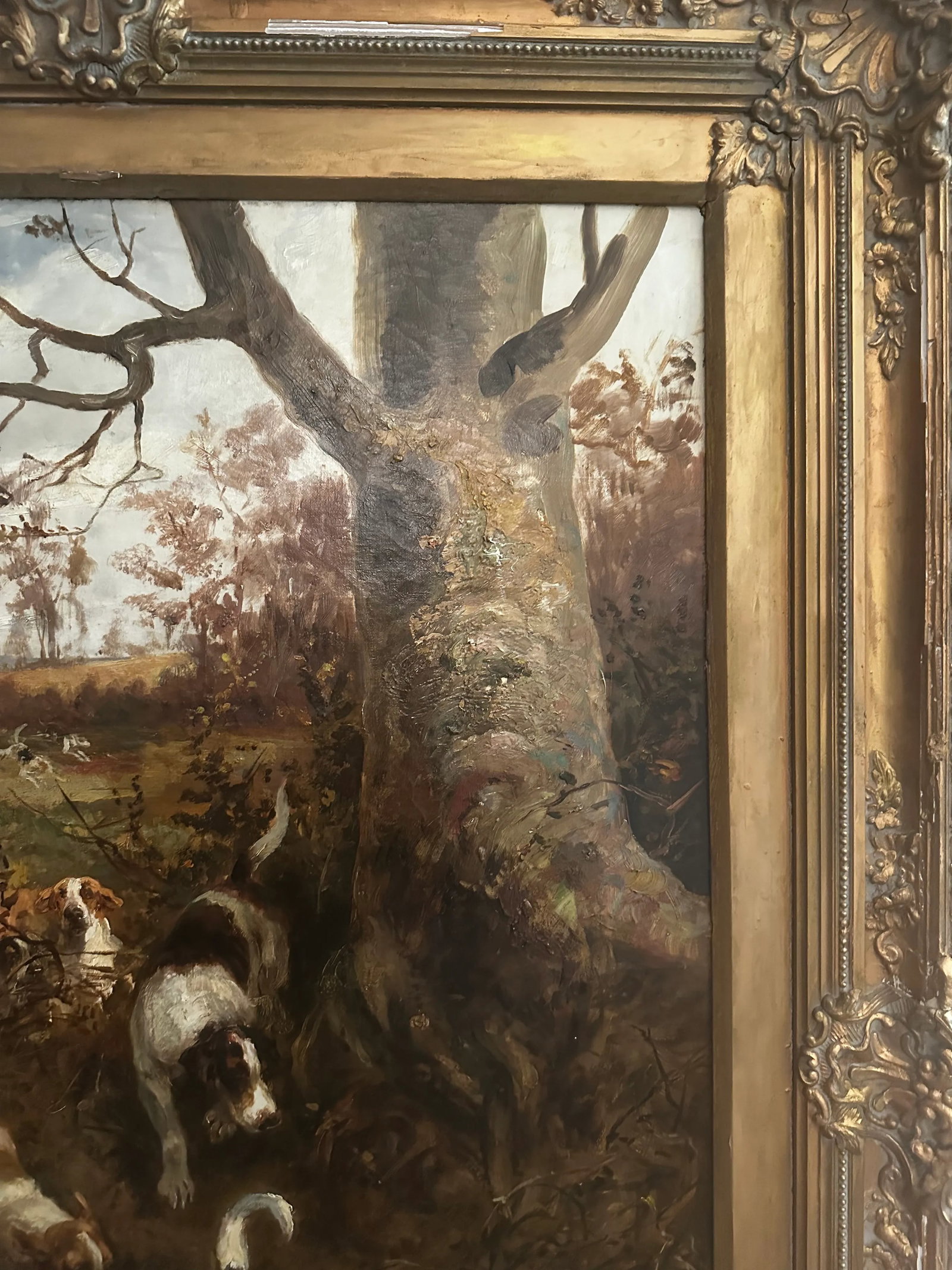 Large Hunt Scene Painting With Dogs by Arthur Alfred Davis - 4