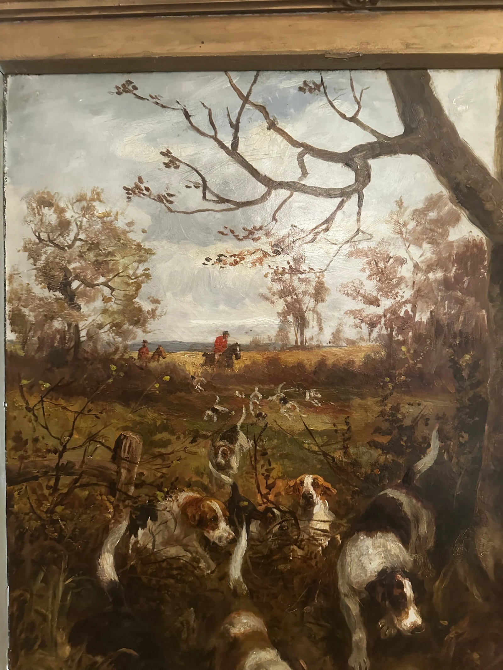 Large Hunt Scene Painting With Dogs by Arthur Alfred Davis - 5