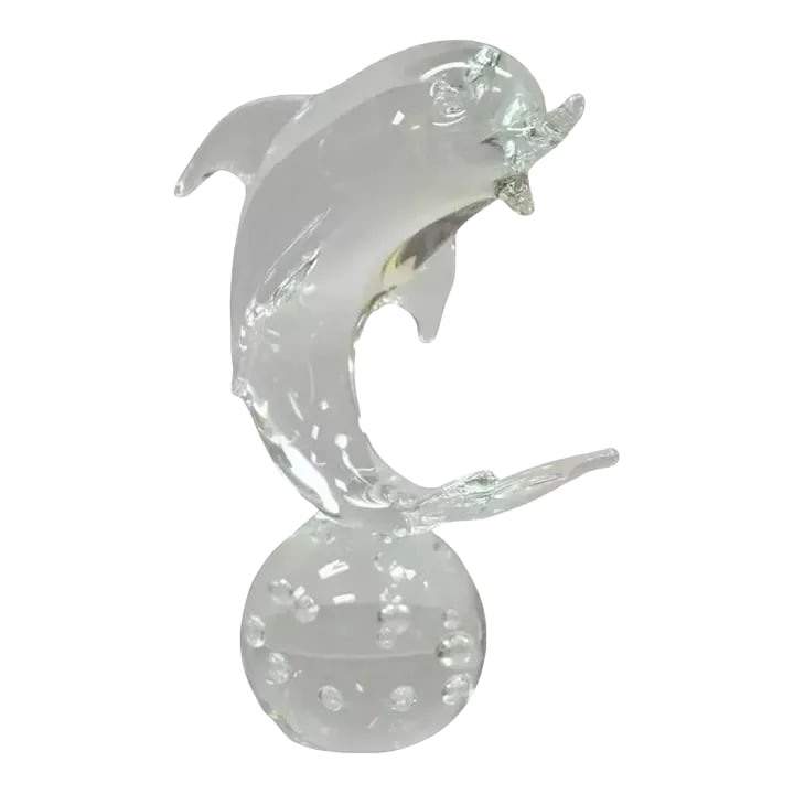 Royal Gallery Italian Crystal Glass 12" Dolphin Fish Sculpture Murano Style: Royal Gallery Italian Crystal Glass 12" Dolphin Fish Sculpture Murano Style. Circa Late 20th Century. Measurements: 12" H x 5" W x 9" D. Condition: Alterations: Original Condition Unaltered