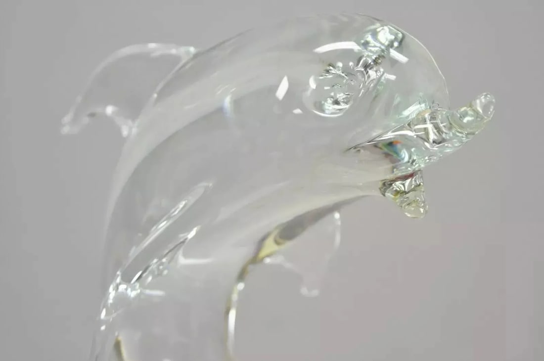 Royal Gallery Italian Crystal Glass 12" Dolphin Fish Sculpture Murano Style - 3