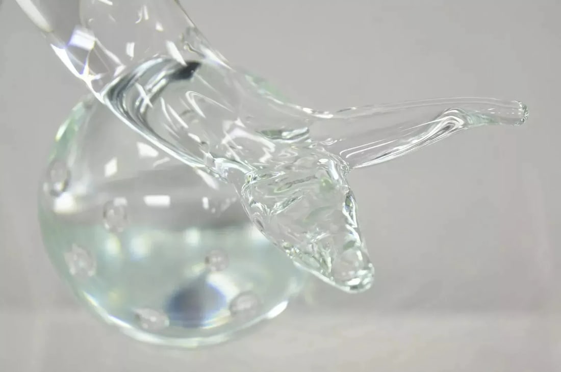 Royal Gallery Italian Crystal Glass 12" Dolphin Fish Sculpture Murano Style - 4