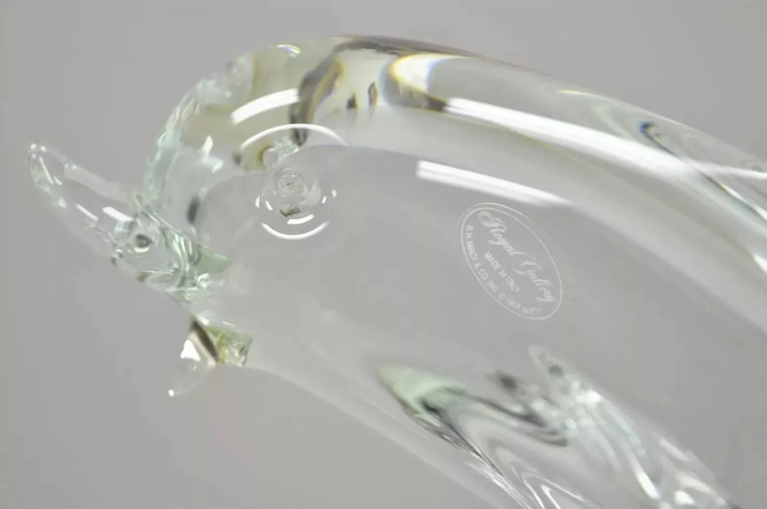 Royal Gallery Italian Crystal Glass 12" Dolphin Fish Sculpture Murano Style - 6
