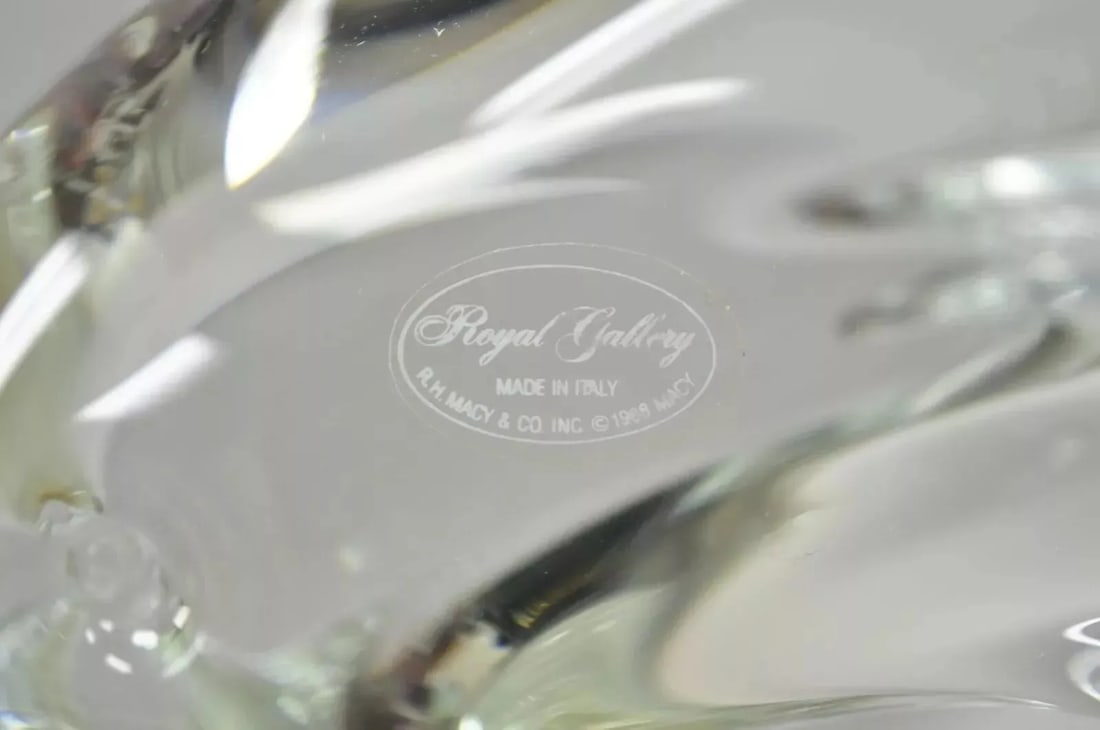 Royal Gallery Italian Crystal Glass 12" Dolphin Fish Sculpture Murano Style - 7
