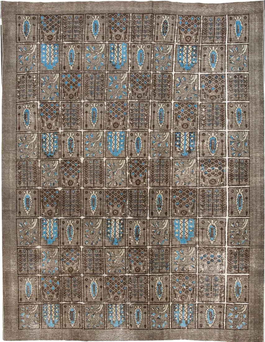 Vintage Distressed Persian Tabriz Garden Wool Rug: This beautiful vintage distressed Persian Tabriz hand-knotted design rug will make your floor look splendid. This collection is made in wool. This vintage distressed Persian Tabriz rug was made in