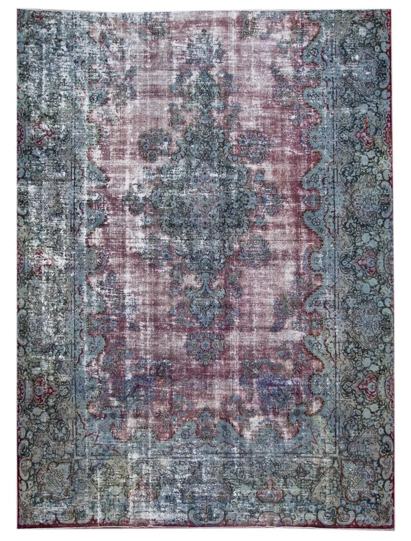 Mid-20th Century Vintage Distrssed Wool Rug 10 X 13 - 13