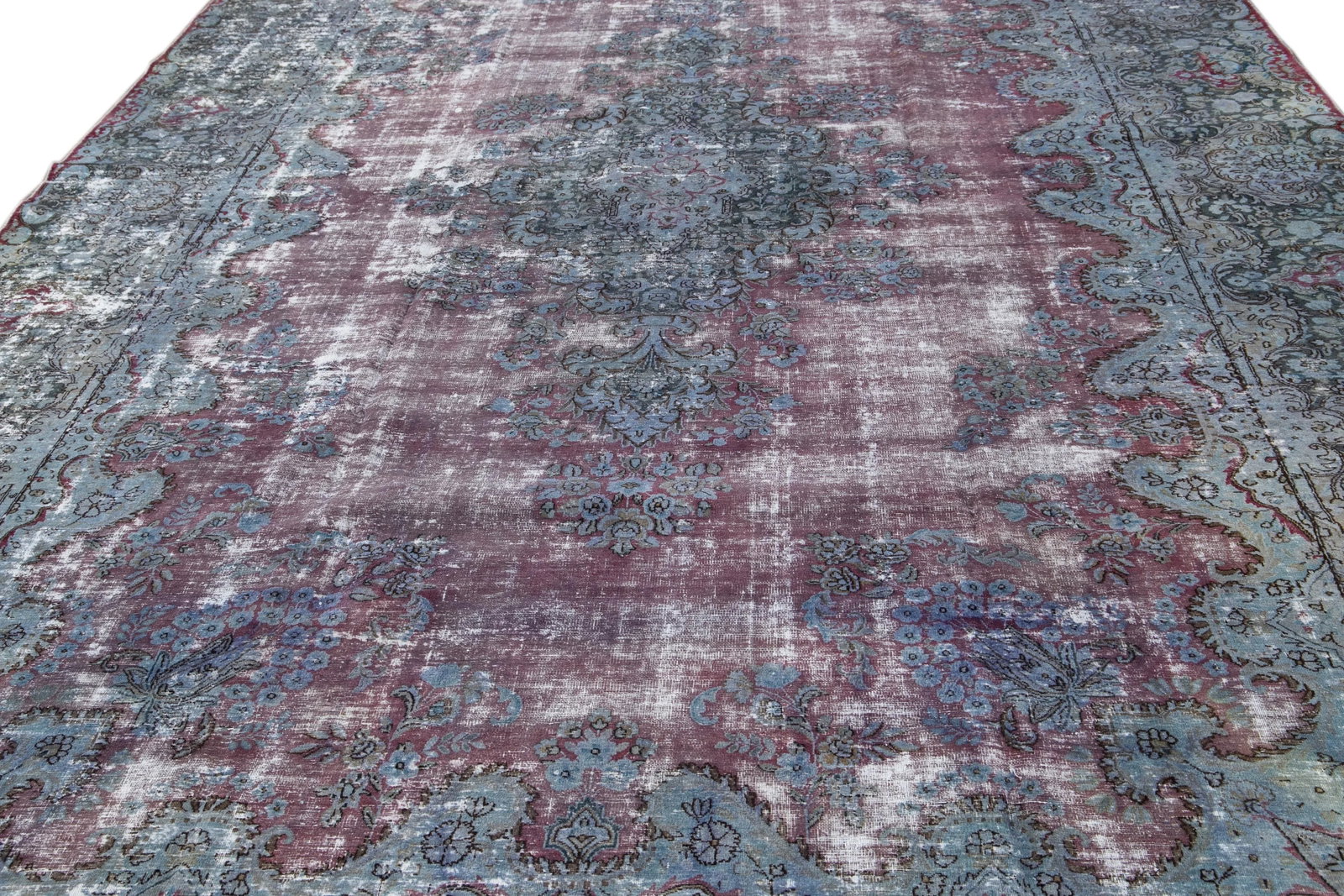 Mid-20th Century Vintage Distrssed Wool Rug 10 X 13 - 6
