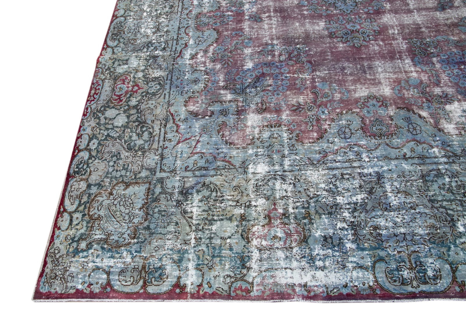 Mid-20th Century Vintage Distrssed Wool Rug 10 X 13 - 7