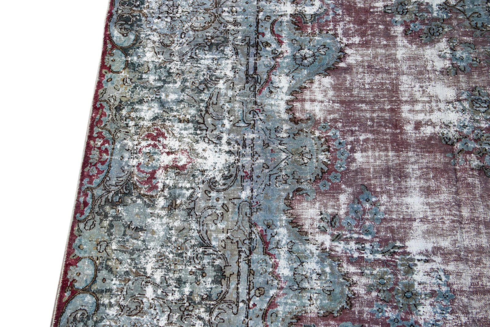 Mid-20th Century Vintage Distrssed Wool Rug 10 X 13 - 9