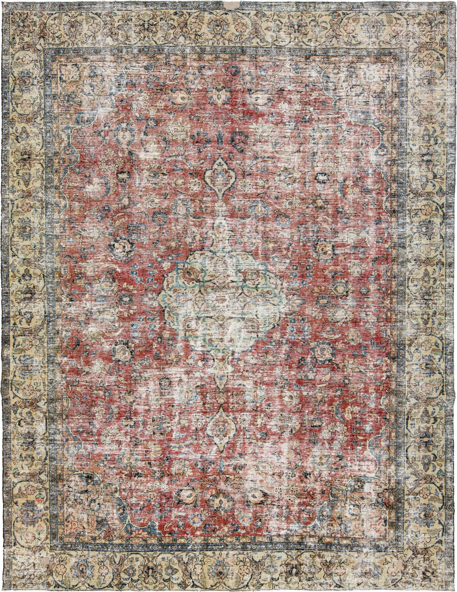 Antique Distrssed Persian Tabriz Wool Rug - 2