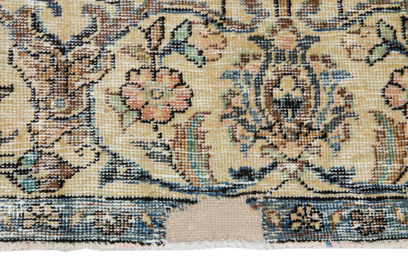 Antique Distrssed Persian Tabriz Wool Rug - 7