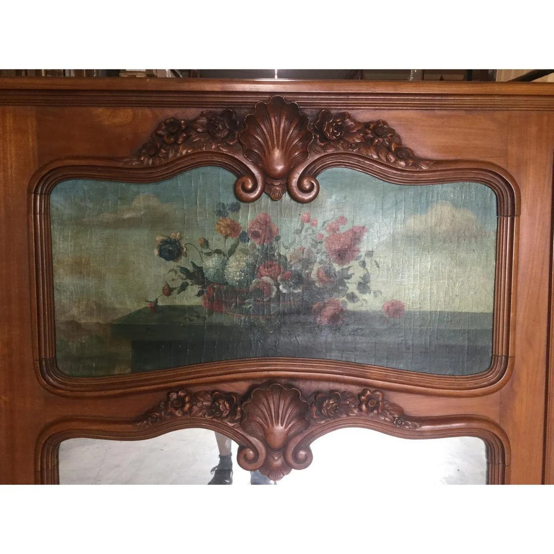 Antique French Trumeau Mirror - 4