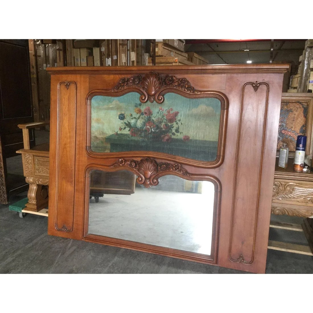 Antique French Trumeau Mirror - 5