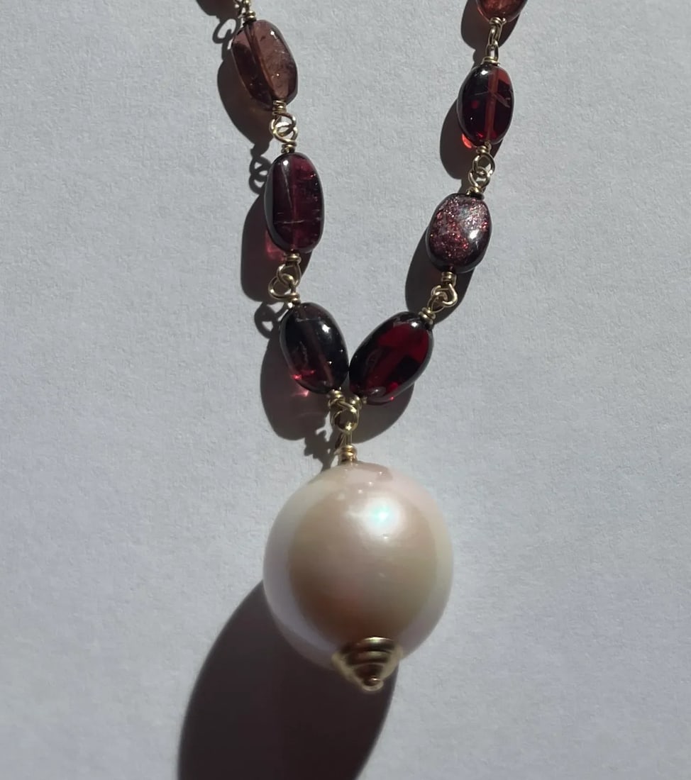 Pink Tourmalines With 18 MM South Sea Pearl Necklace - 3