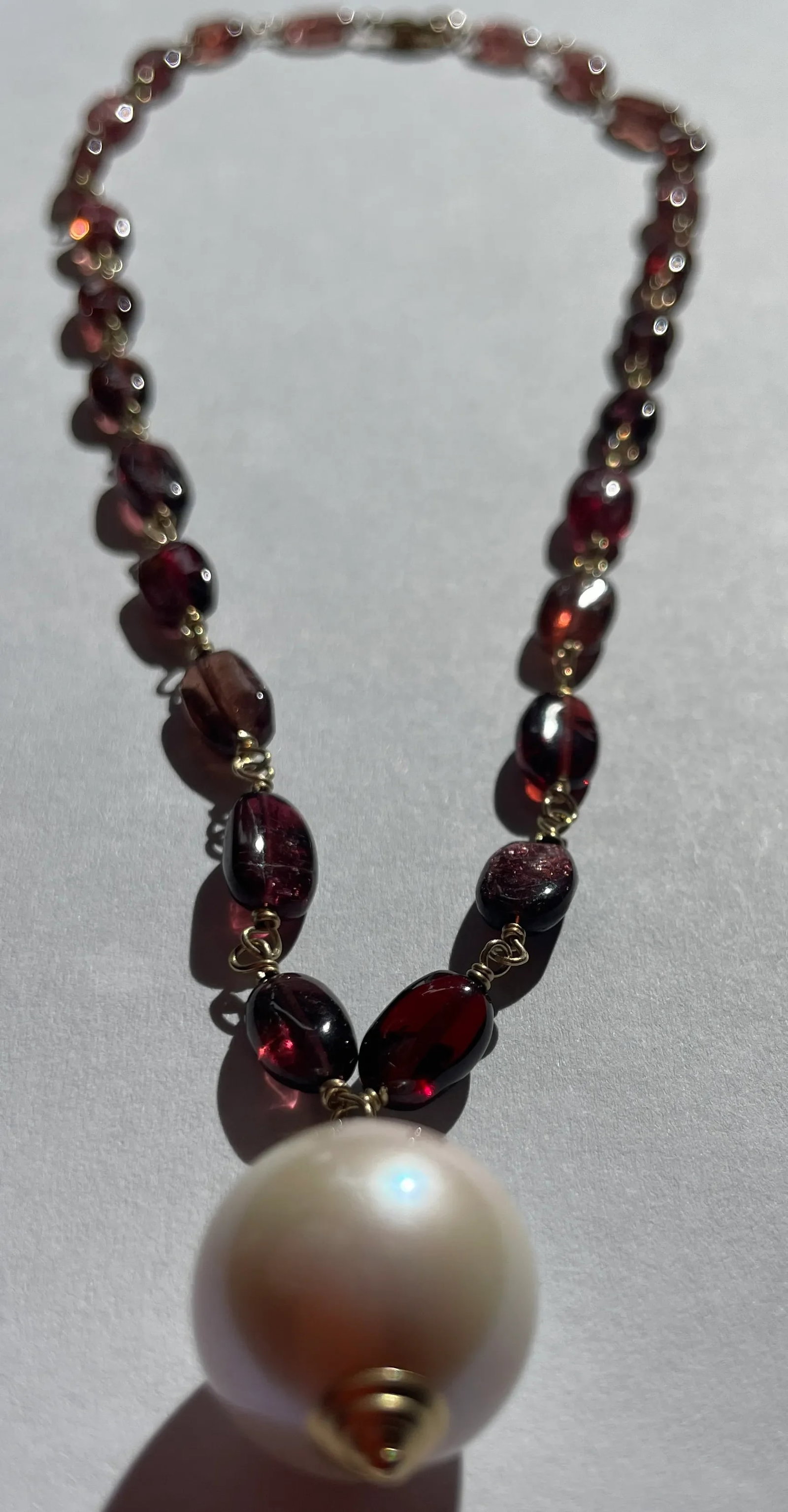Pink Tourmalines With 18 MM South Sea Pearl Necklace - 4