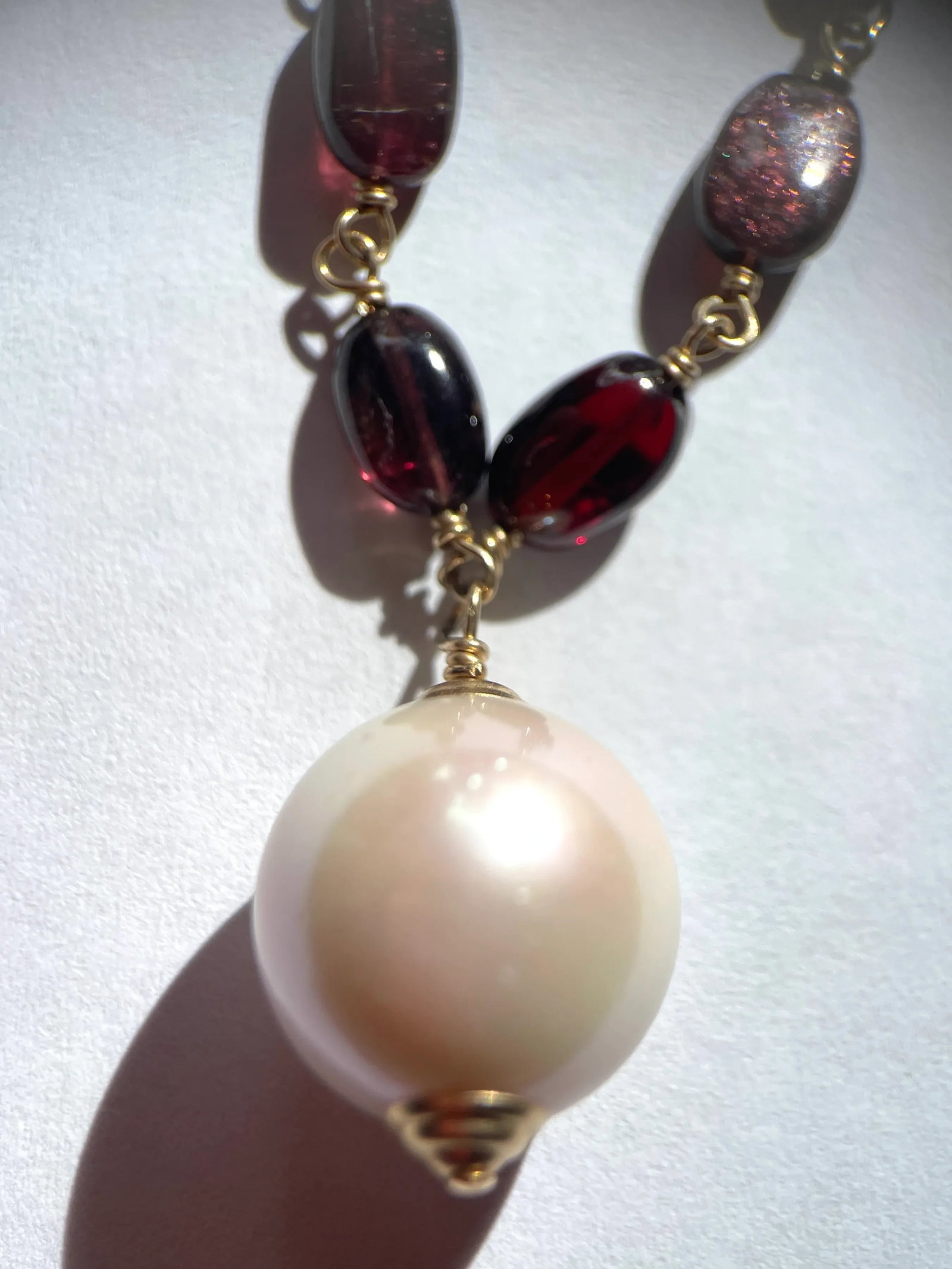 Pink Tourmalines With 18 MM South Sea Pearl Necklace - 5