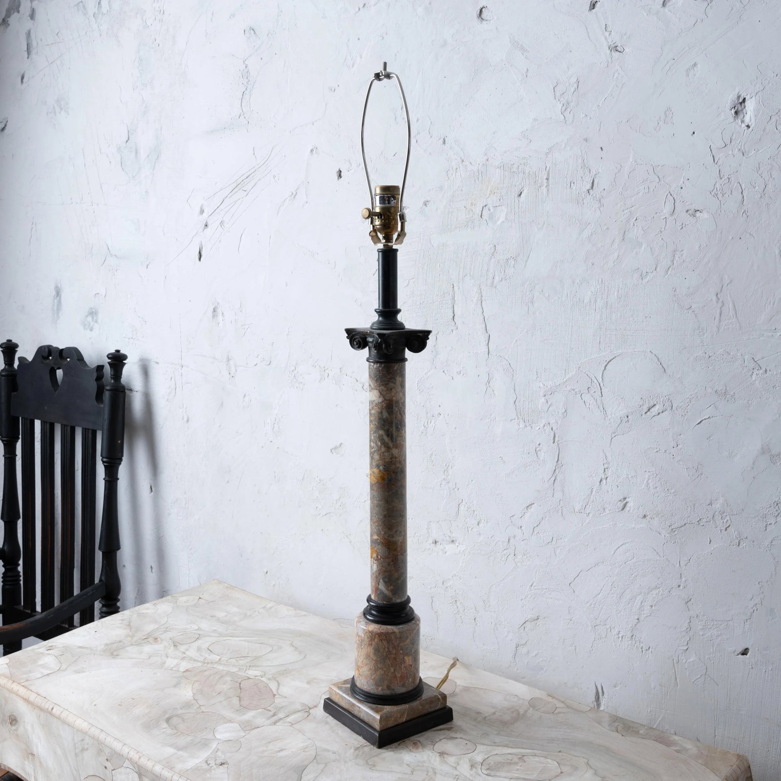 Theodore Alexander Bronze & Marble Column Lamp - 2
