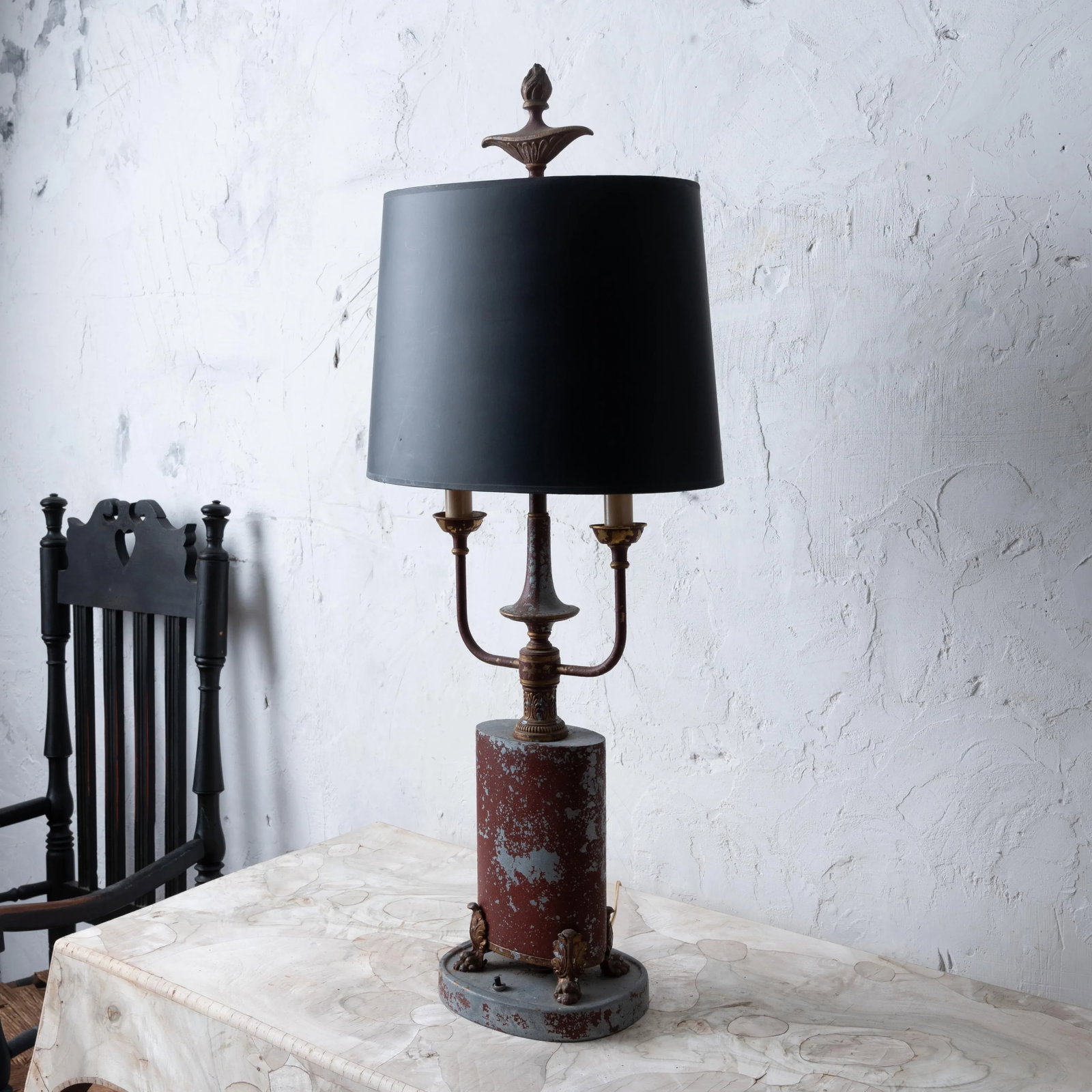 Distressed Tole Bouillotte Lamp - 2