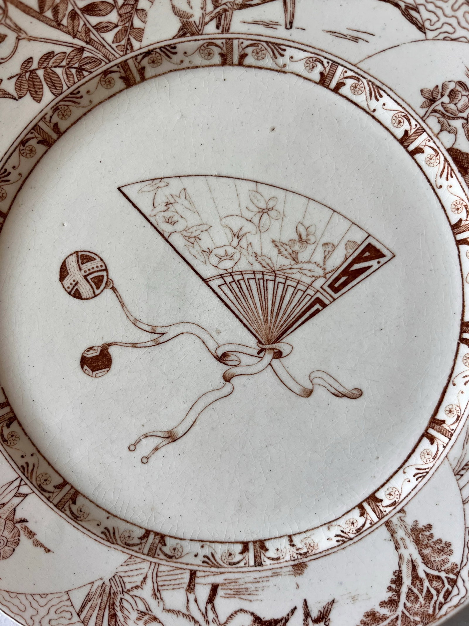 Set of 8 Antique Brown Transfer Salad Plates by Brown-Westhead, Moore & Co - 4