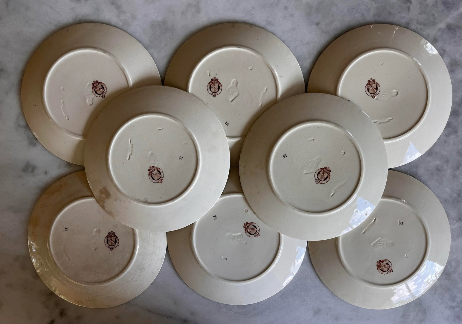 Set of 8 Antique Brown Transfer Salad Plates by Brown-Westhead, Moore & Co - 5