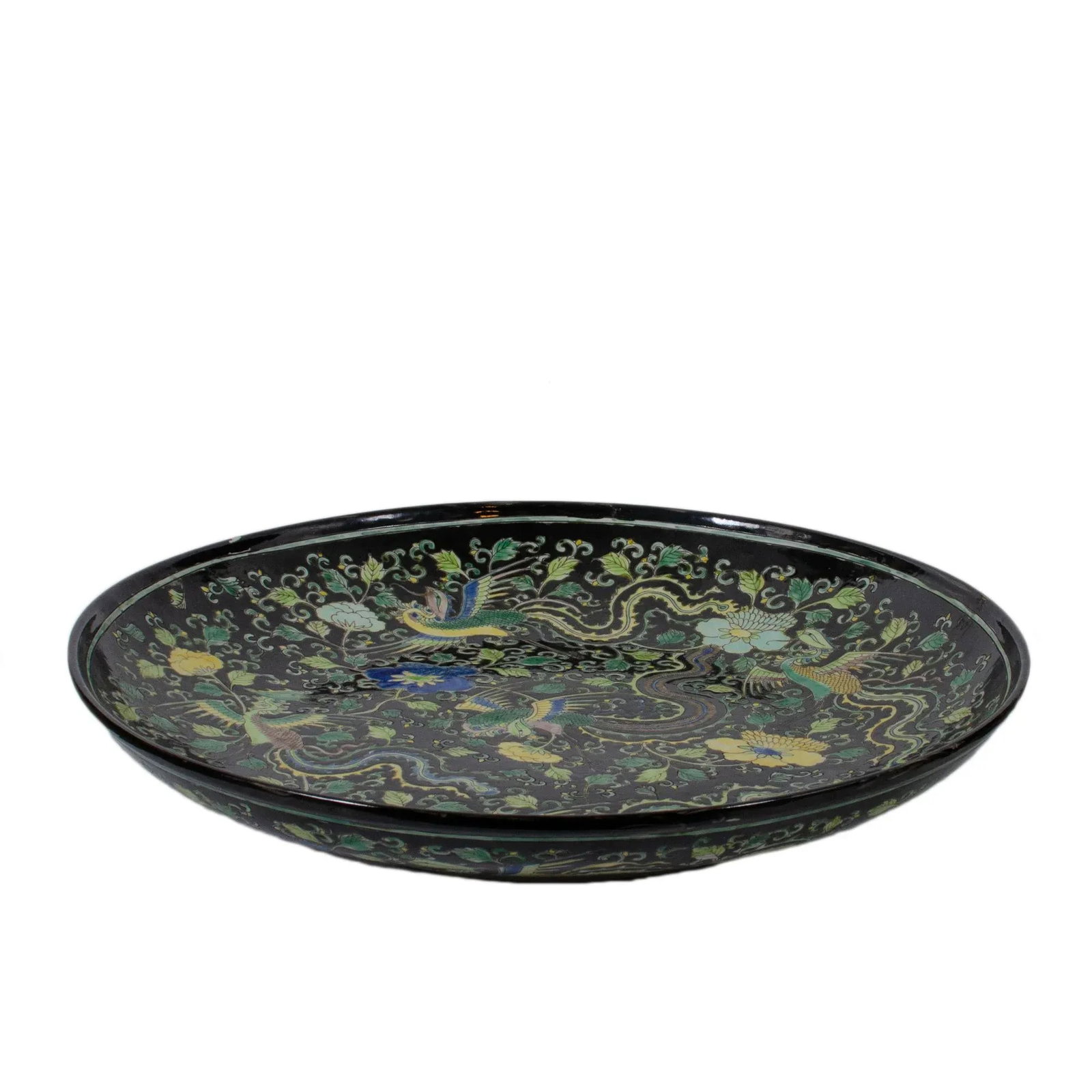 19th Century Kangxi Style Famille Noir Charger - 3