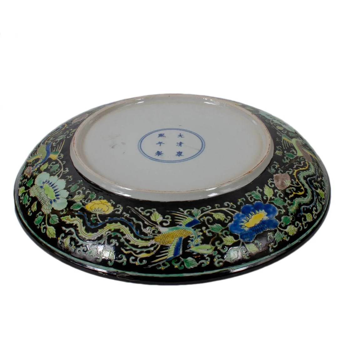19th Century Kangxi Style Famille Noir Charger - 4