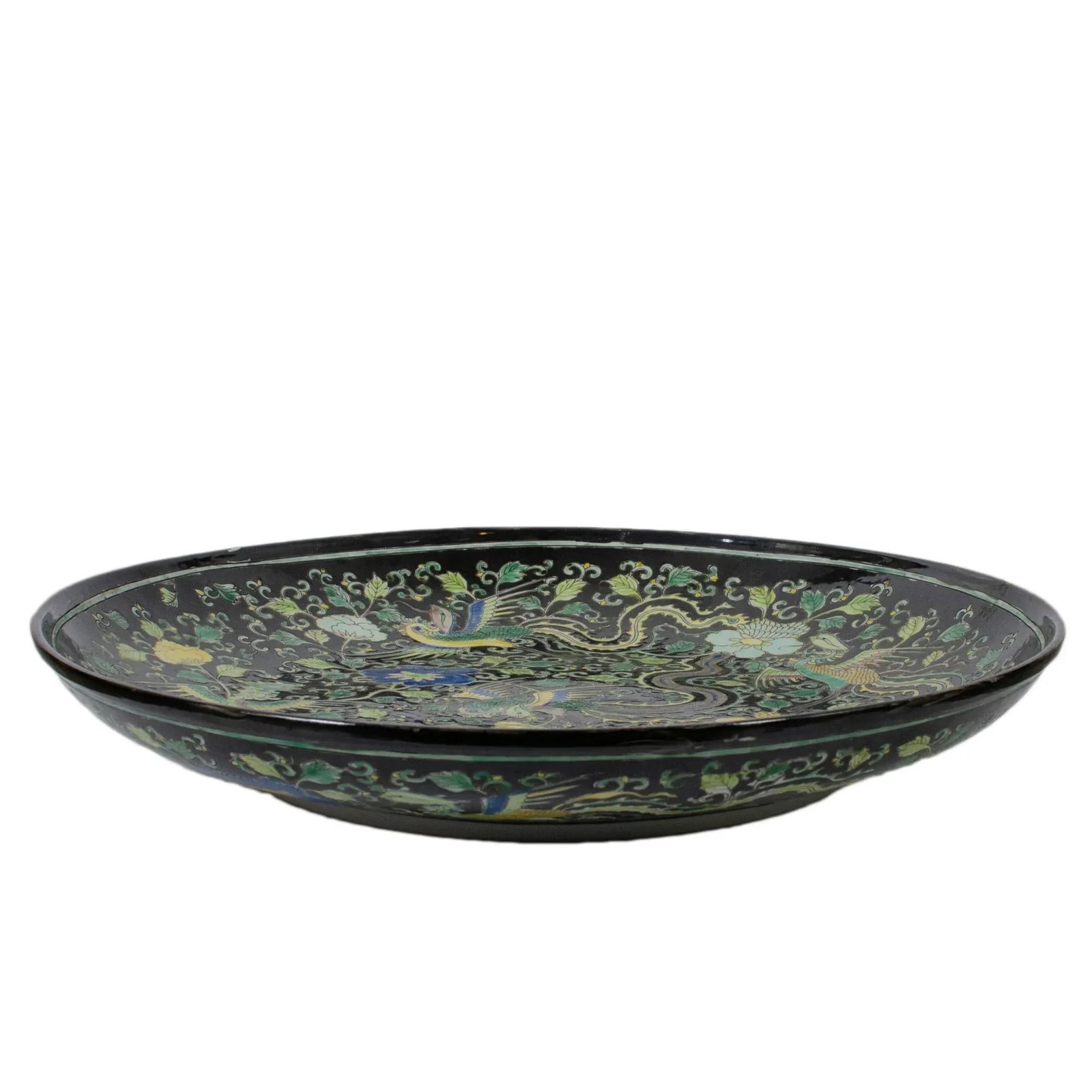 19th Century Kangxi Style Famille Noir Charger - 5