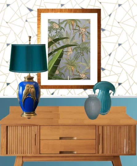 Vintage Brass Lamp: Love Birds Relief Design - 7