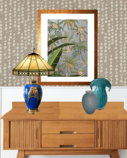Vintage Brass Lamp: Love Birds Relief Design - 9