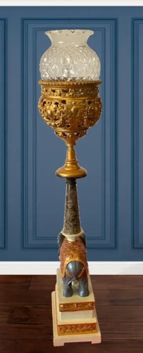 Vintage Elephant Obelisk Torchiere Lamp - 12