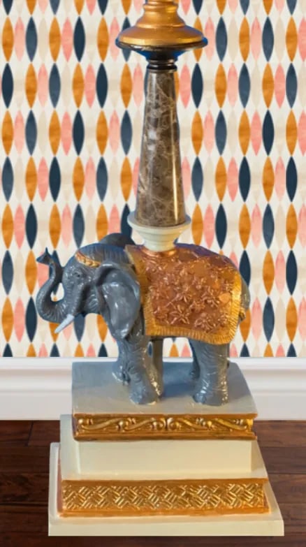 Vintage Elephant Obelisk Torchiere Lamp - 3