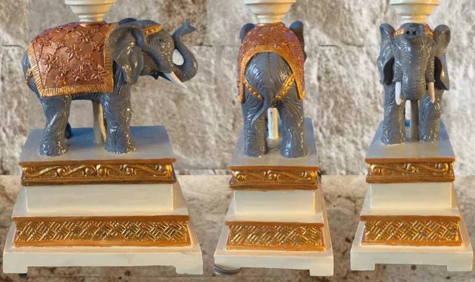 Vintage Elephant Obelisk Torchiere Lamp - 6