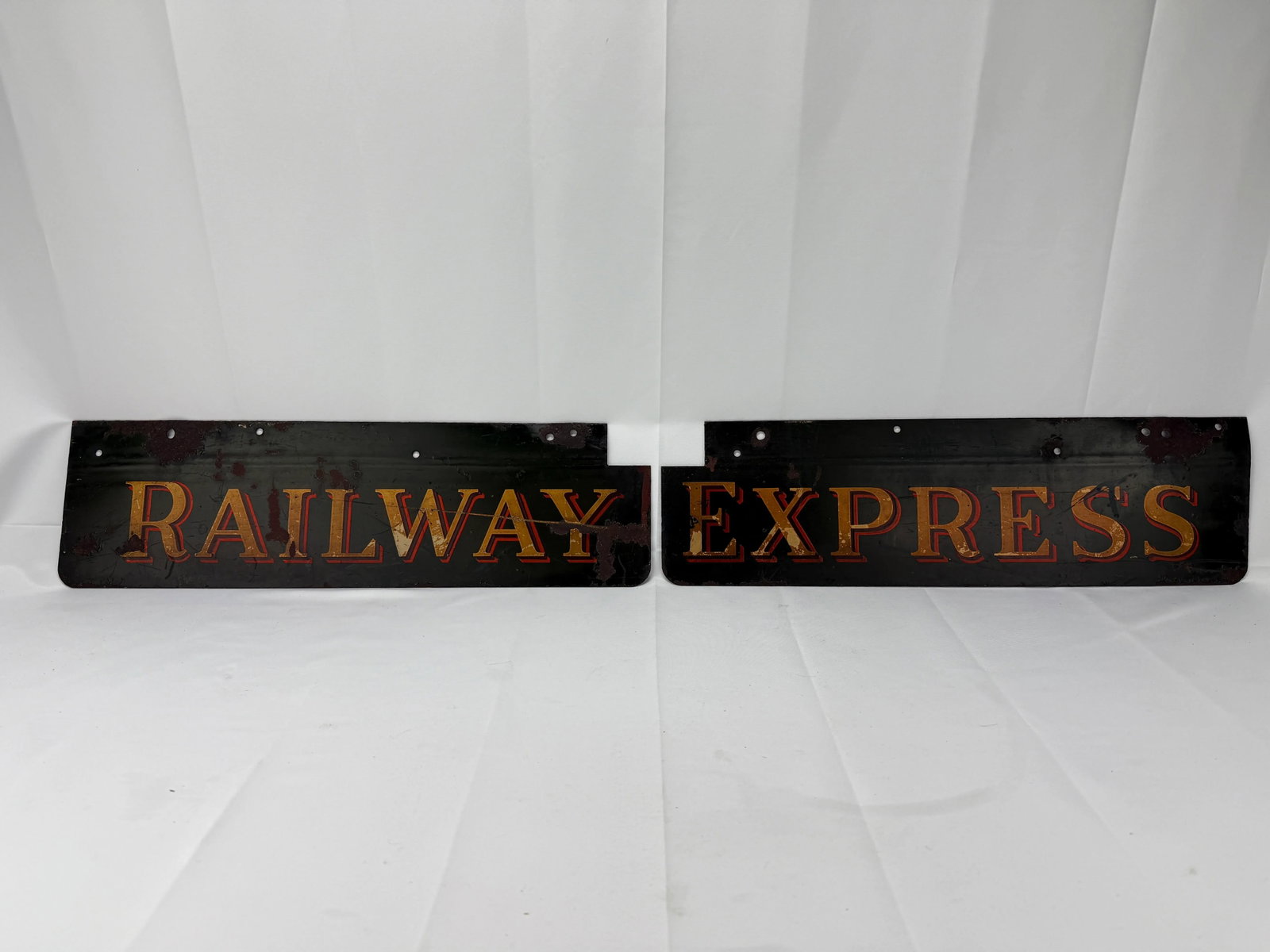 2 Pc, Antique Original Railway Express Agency Porcelain Signs - 2