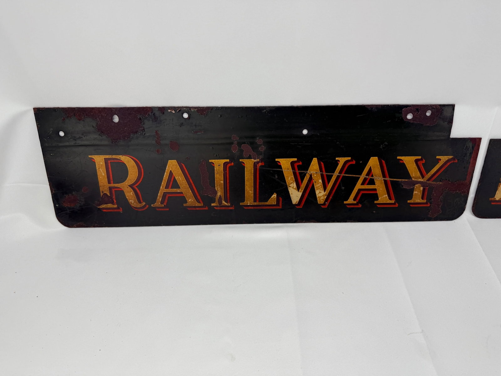 2 Pc, Antique Original Railway Express Agency Porcelain Signs - 3
